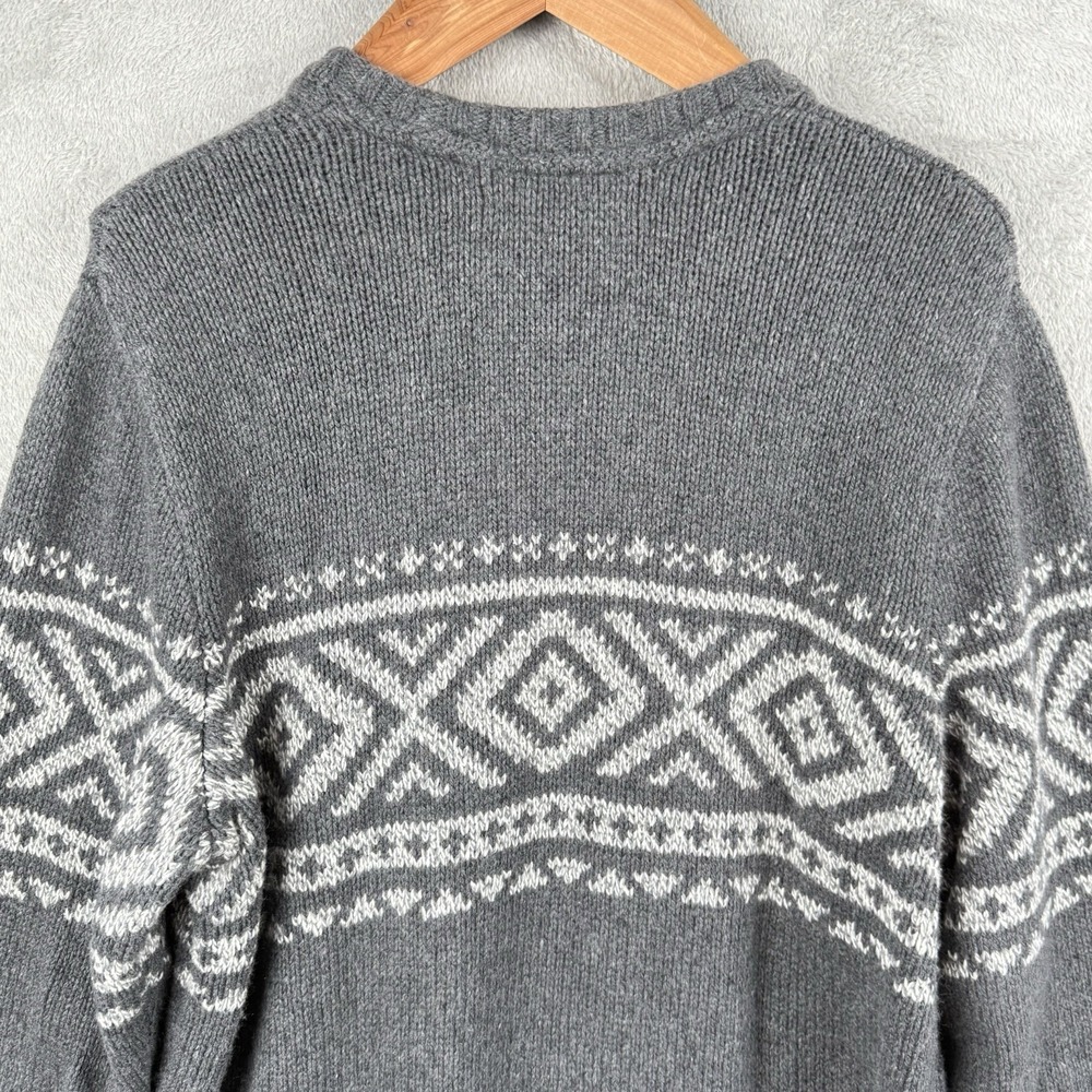 Eddie Bauer Sweater Mens L Gray Cotton Wool Ski Nordic Knit Pullover Winter - Picture 5 of 9